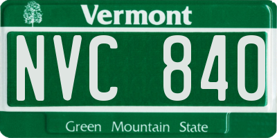 VT license plate NVC840