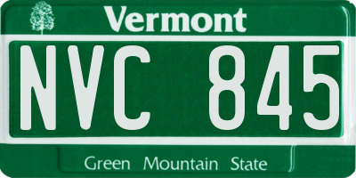 VT license plate NVC845