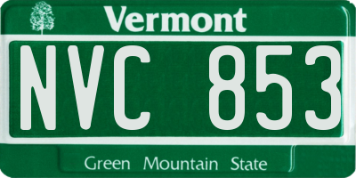 VT license plate NVC853