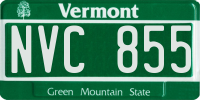 VT license plate NVC855