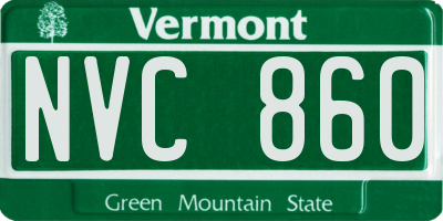 VT license plate NVC860