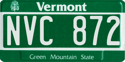 VT license plate NVC872