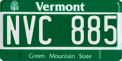 VT license plate NVC885