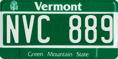 VT license plate NVC889