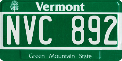 VT license plate NVC892