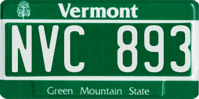 VT license plate NVC893