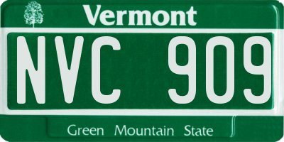 VT license plate NVC909