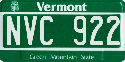 VT license plate NVC922