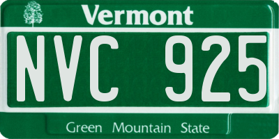 VT license plate NVC925