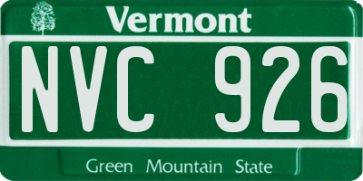 VT license plate NVC926