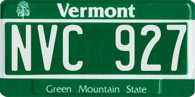 VT license plate NVC927