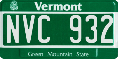 VT license plate NVC932