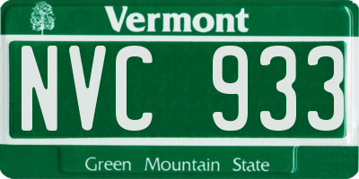 VT license plate NVC933