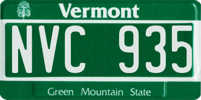 VT license plate NVC935