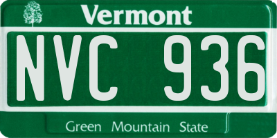 VT license plate NVC936