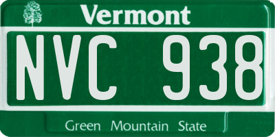 VT license plate NVC938