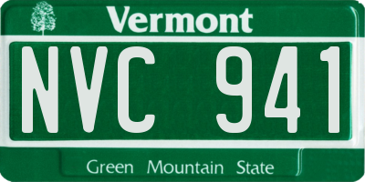 VT license plate NVC941