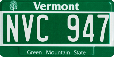 VT license plate NVC947