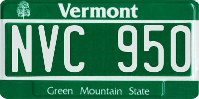 VT license plate NVC950