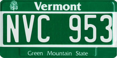 VT license plate NVC953