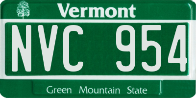 VT license plate NVC954