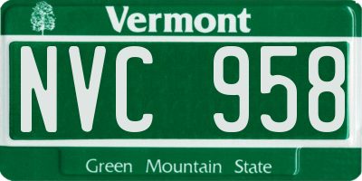 VT license plate NVC958