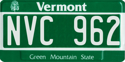 VT license plate NVC962