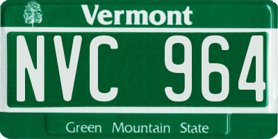 VT license plate NVC964