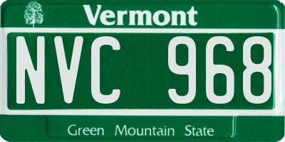 VT license plate NVC968