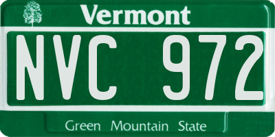 VT license plate NVC972