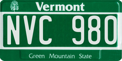 VT license plate NVC980