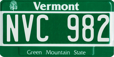 VT license plate NVC982