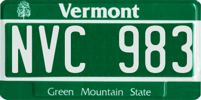 VT license plate NVC983