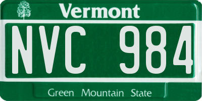 VT license plate NVC984