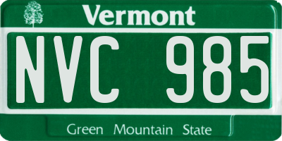 VT license plate NVC985