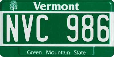 VT license plate NVC986