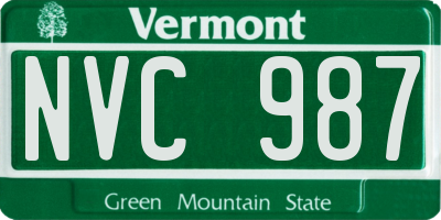 VT license plate NVC987