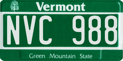 VT license plate NVC988