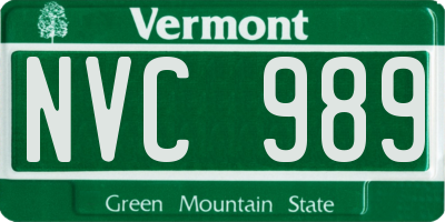 VT license plate NVC989