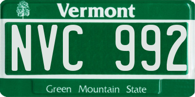 VT license plate NVC992