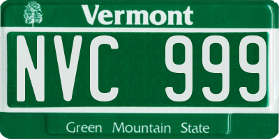 VT license plate NVC999