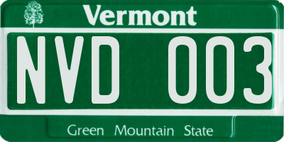 VT license plate NVD003