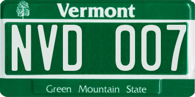VT license plate NVD007