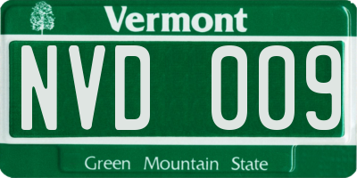 VT license plate NVD009