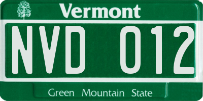 VT license plate NVD012