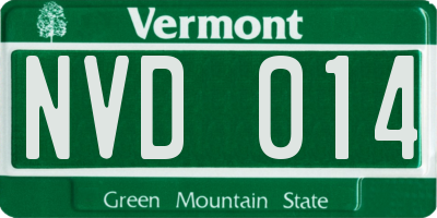 VT license plate NVD014