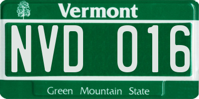 VT license plate NVD016