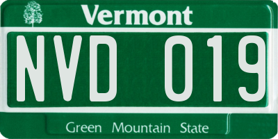 VT license plate NVD019