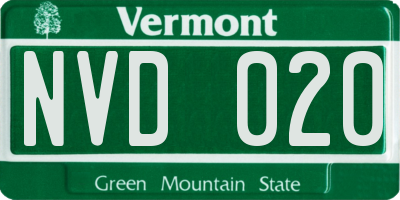 VT license plate NVD020