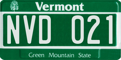 VT license plate NVD021